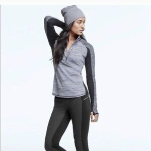 ATHLETA Running Wild‎ 1/2 Zip Pullover XS Black Gray